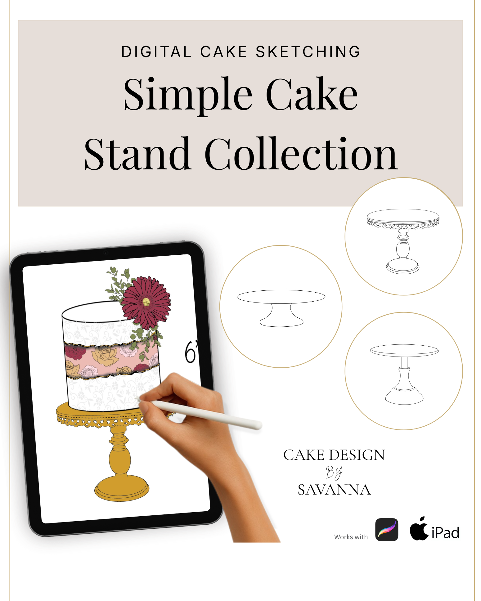 Digital Cake Sketching - Brush Set Procreate Stamps - Prop Options