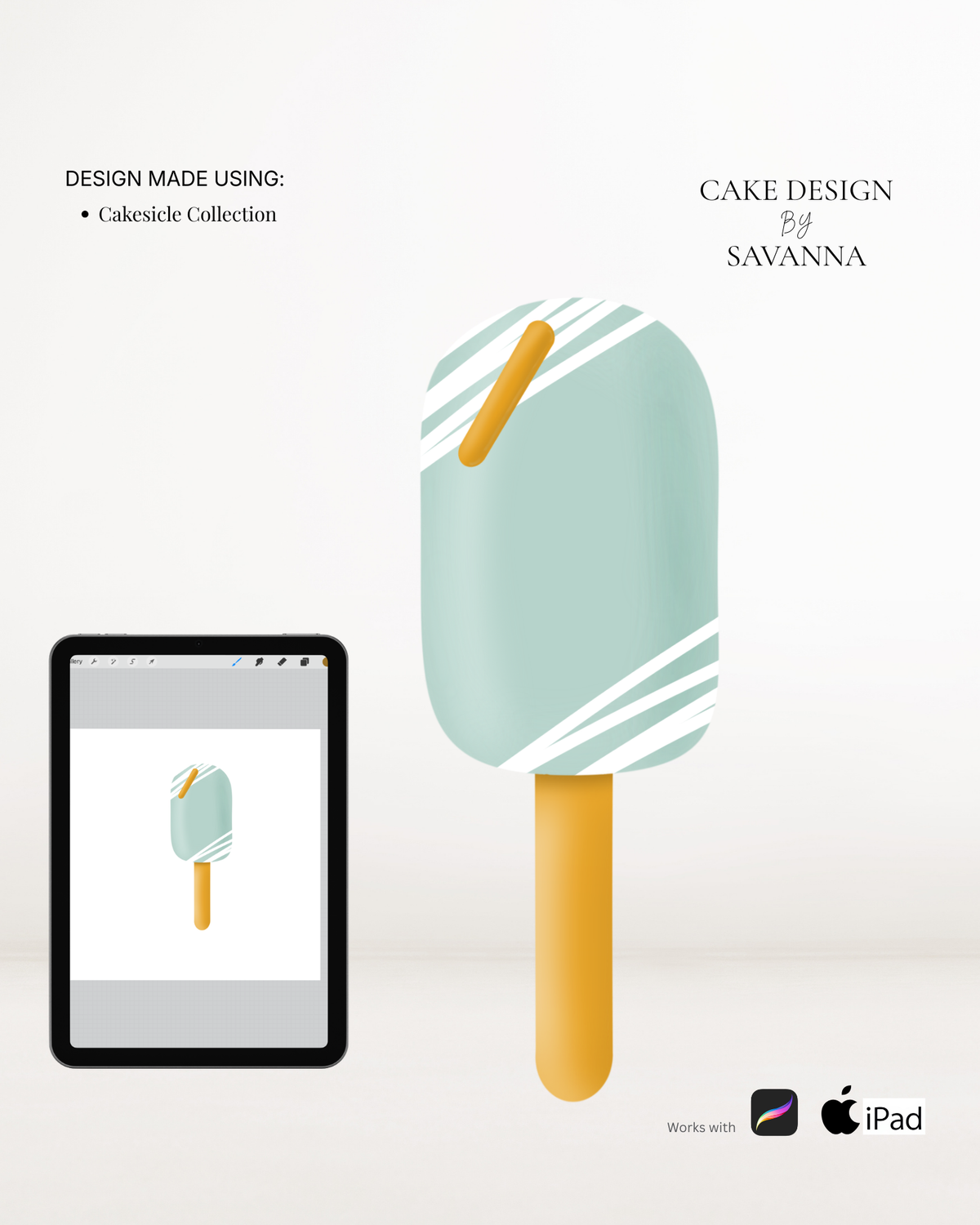 Cakesicle Procreate stamp for digital cake sketching, preview 6 – Cake Design by Savanna