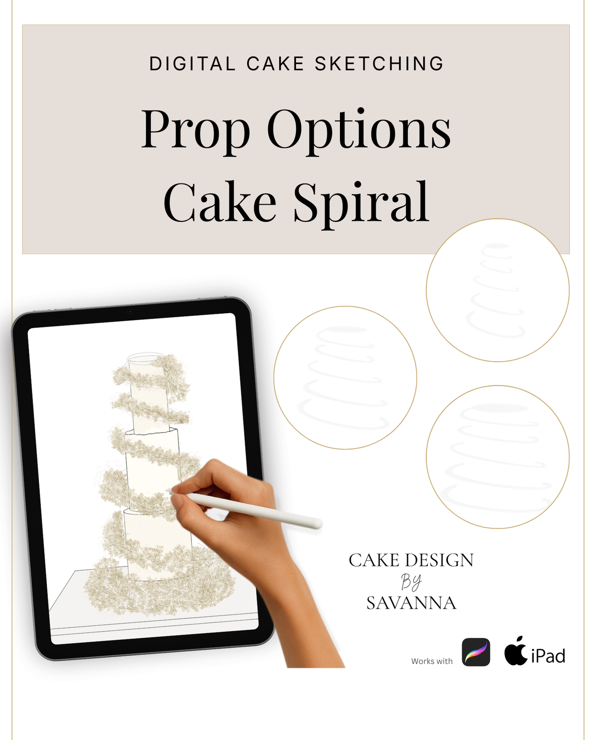 Cake spiral sketch — Procreate stamp of the Prop Options cake spiral | Cake Design by Savanna