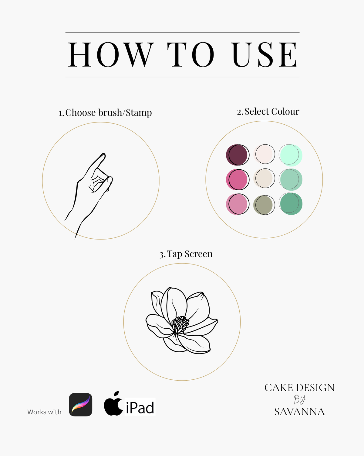 Cake spiral Procreate stamp for digital cake sketching, preview 7 – Cake Design by Savanna