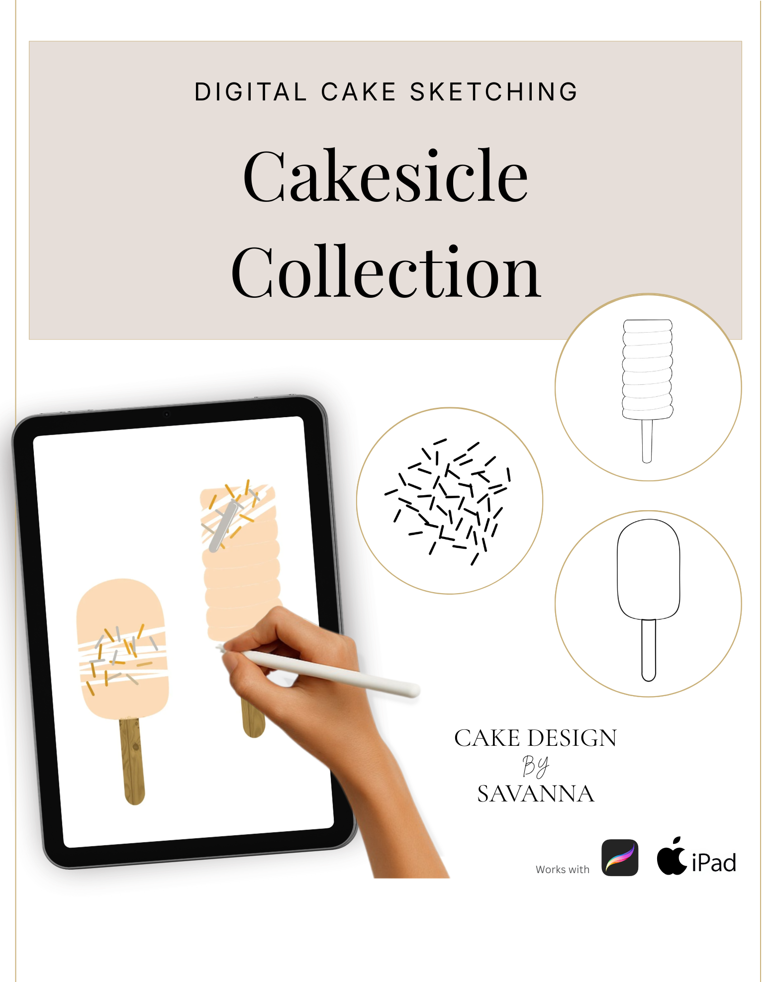 Digital Cake Sketching - Cakesicle Procreate Stamps - Prop Options