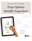 Digital Cake Sketching - Metallic Cake Separators - Procreate Stamps - Prop Options