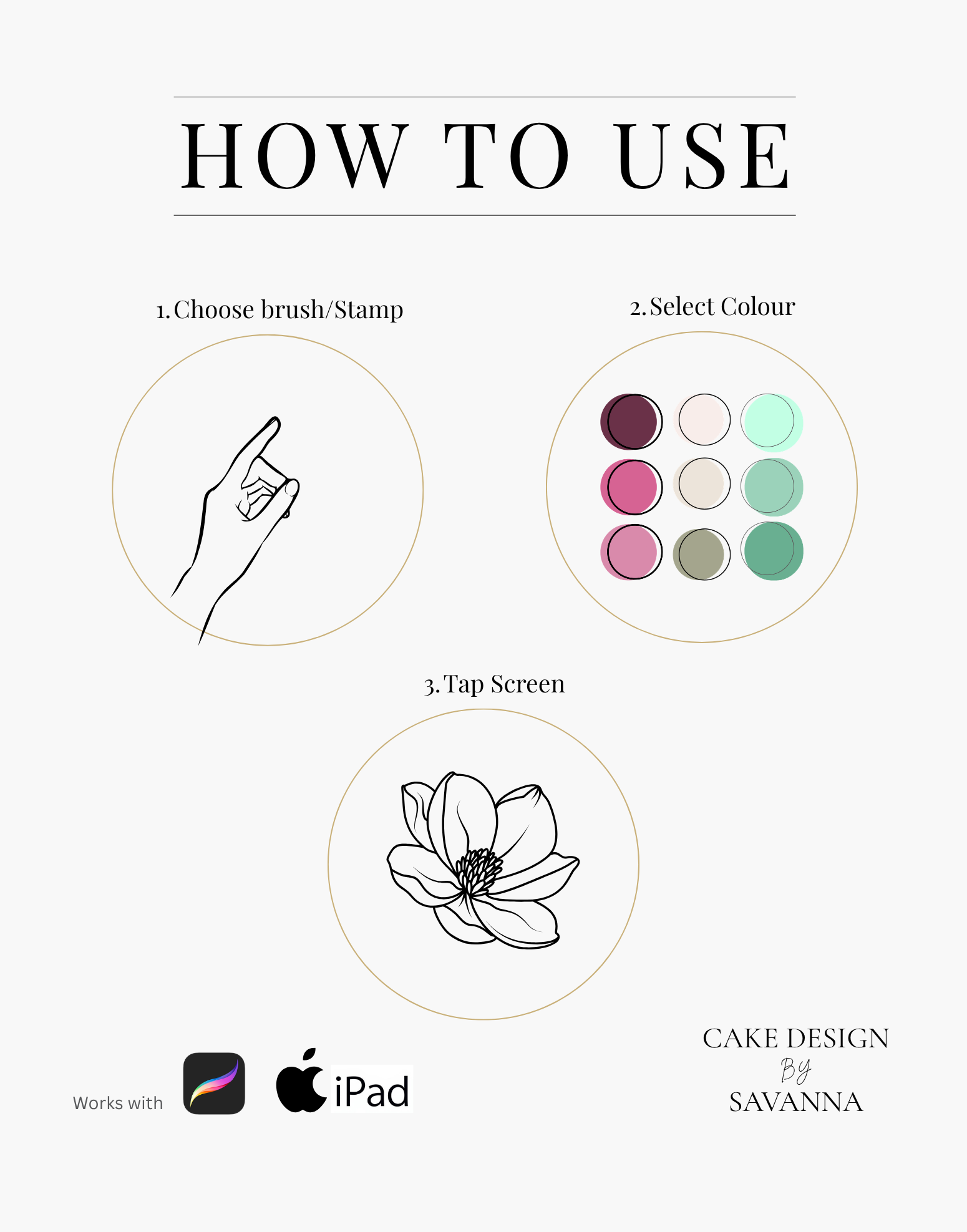 Square acrylic cake spacer Procreate stamp for digital cake sketching, preview 7 – Cake Design by Savanna