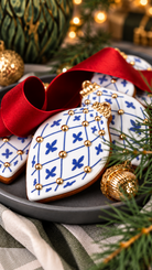Blue and gold diamond bauble cookies, Prop Options x Ekat's Christmas cookie set