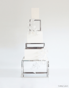 PropBundles - Set of Three - Square and Rectangle Metallic Cake Separators and 14" Plinth - Prop Options