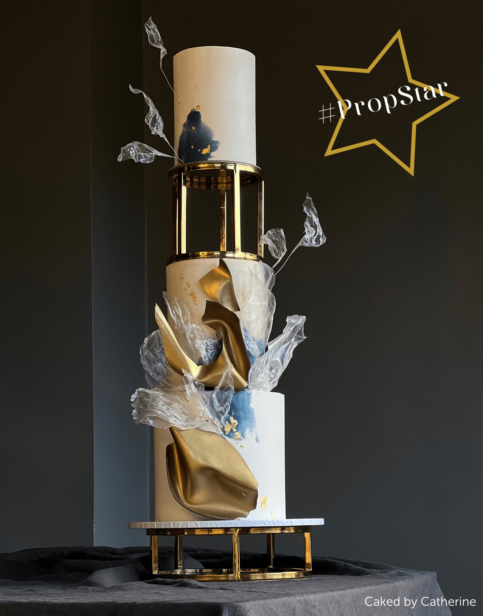 PropBundles - Set of Two - 6" & 10" Round Metallic Cake Separators and Stands - Prop Options