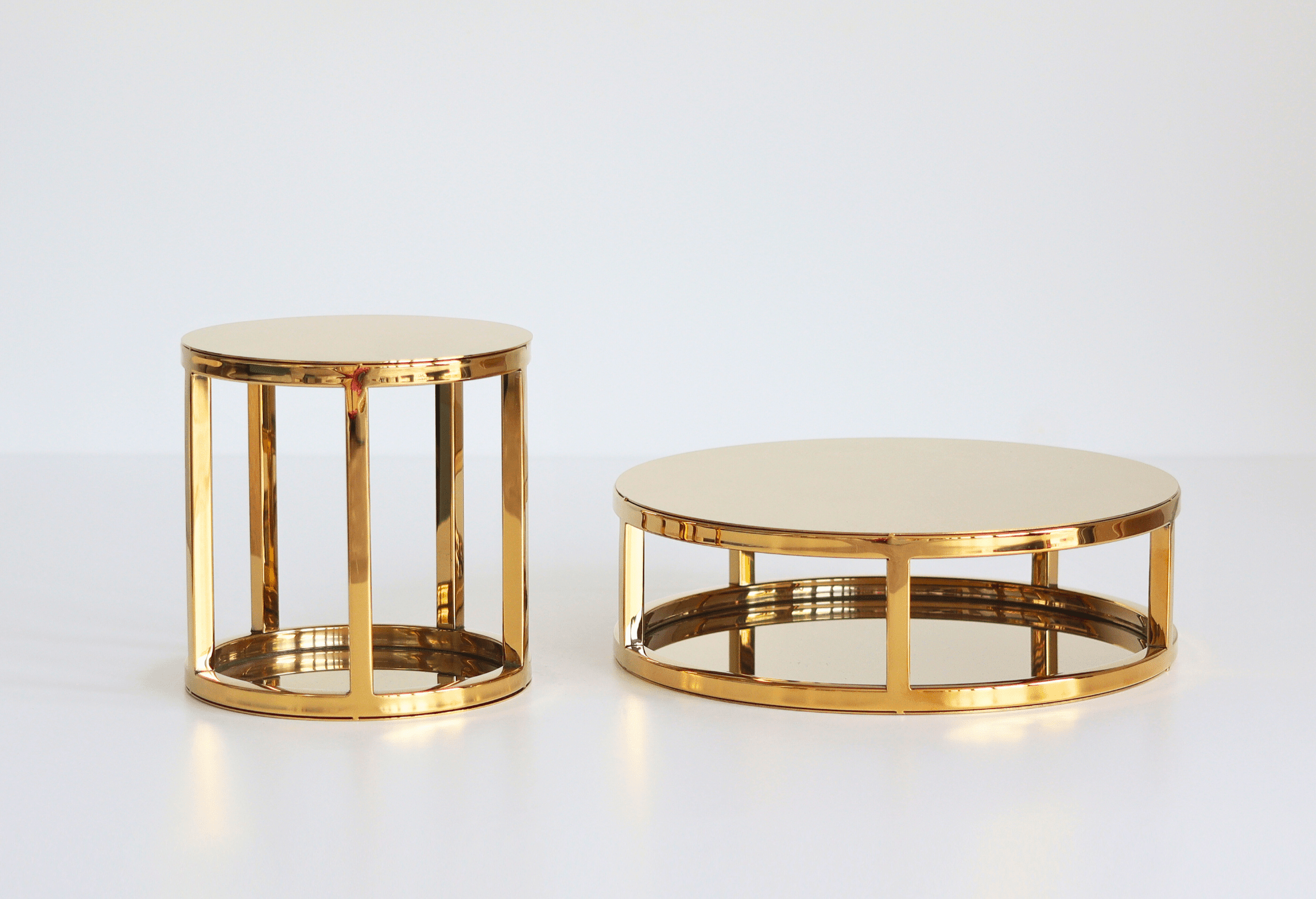 PropBundles - Set of Two - 6" & 10" Round Metallic Cake Separators and Stands - Prop Options