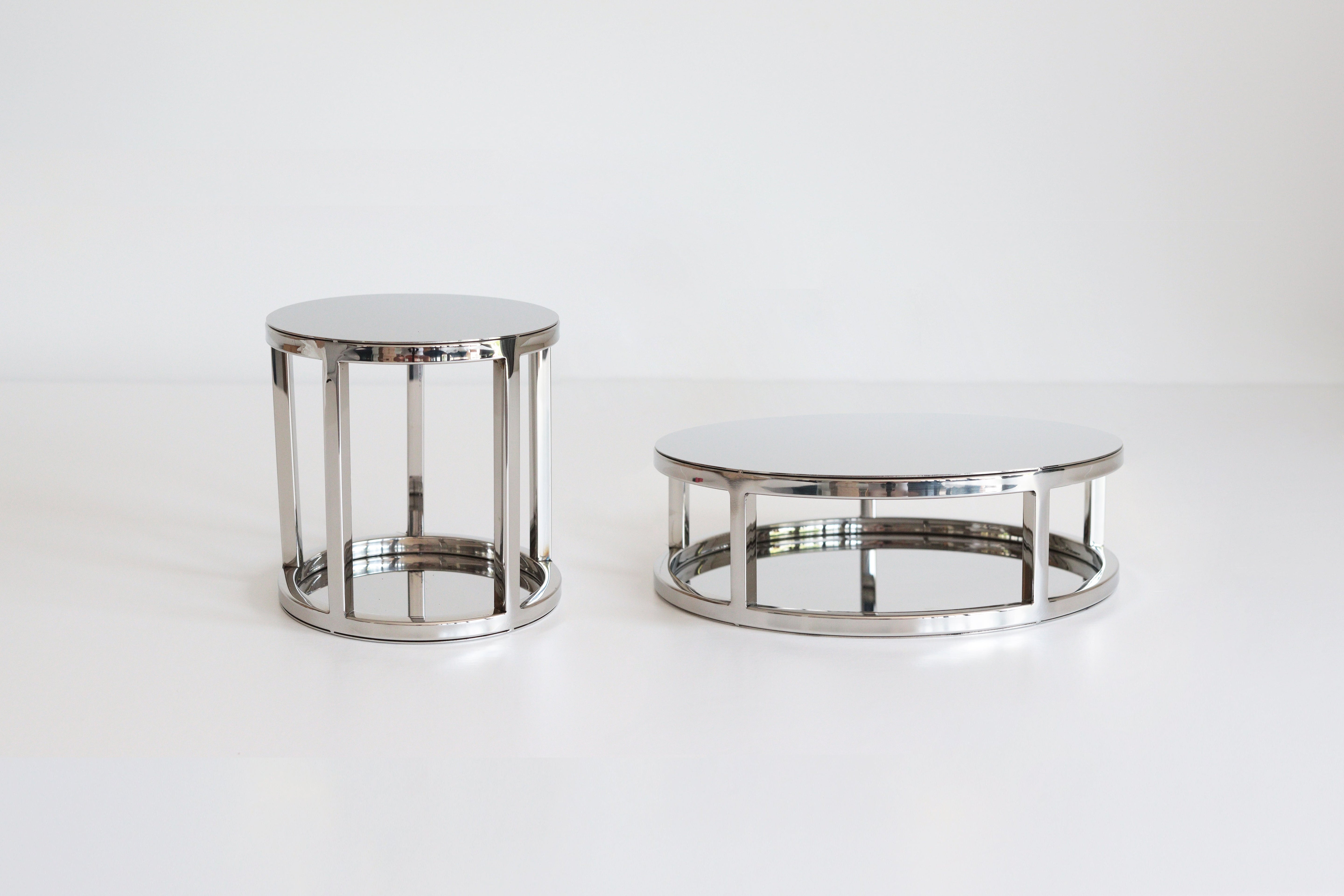 PropBundles - Set of Two - 6" & 10" Round Metallic Cake Separators and Stands - Prop Options