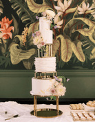 PropBundles - Set of Two - 6" & 10" Round Metallic Cake Separators and Stands - Prop Options