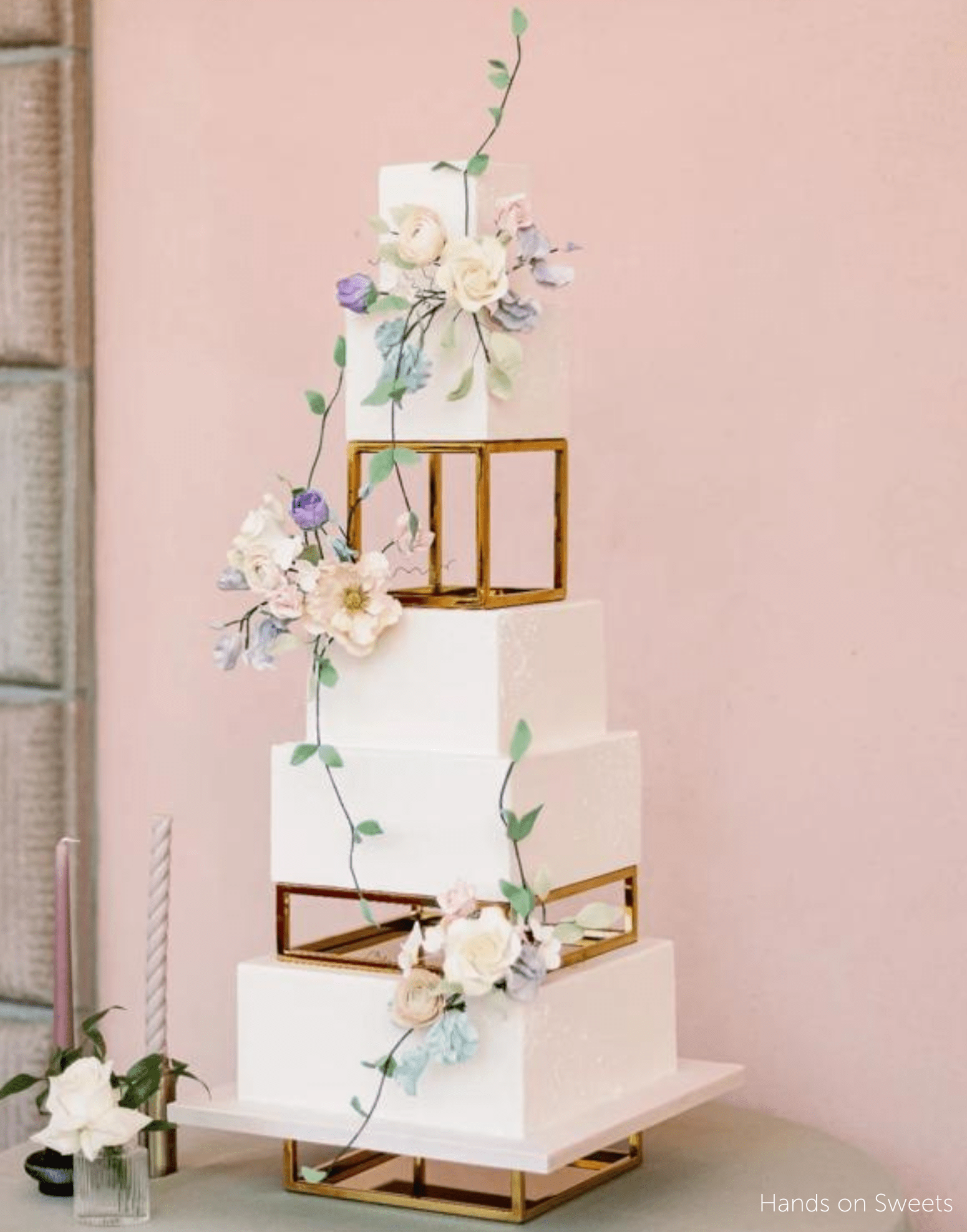 PropBundles - Set of Two - Square and Rectangle Metallic Cake Separators and Stands - Prop Options