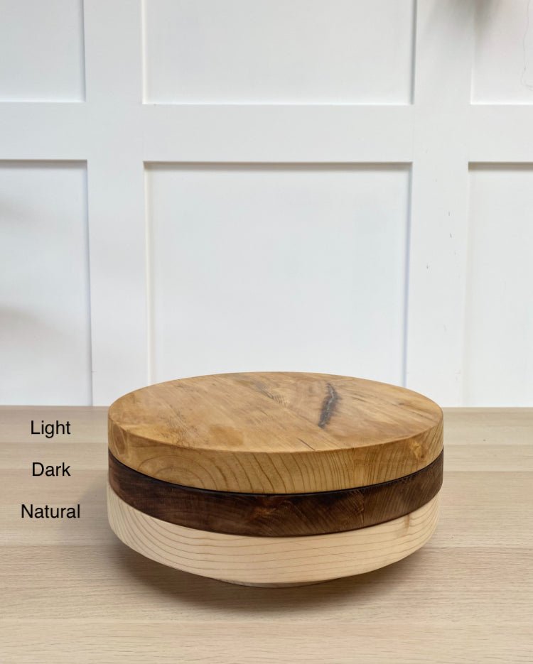 Black hairpin leg solid wood cake stand - 12" - 16" - Prop Options